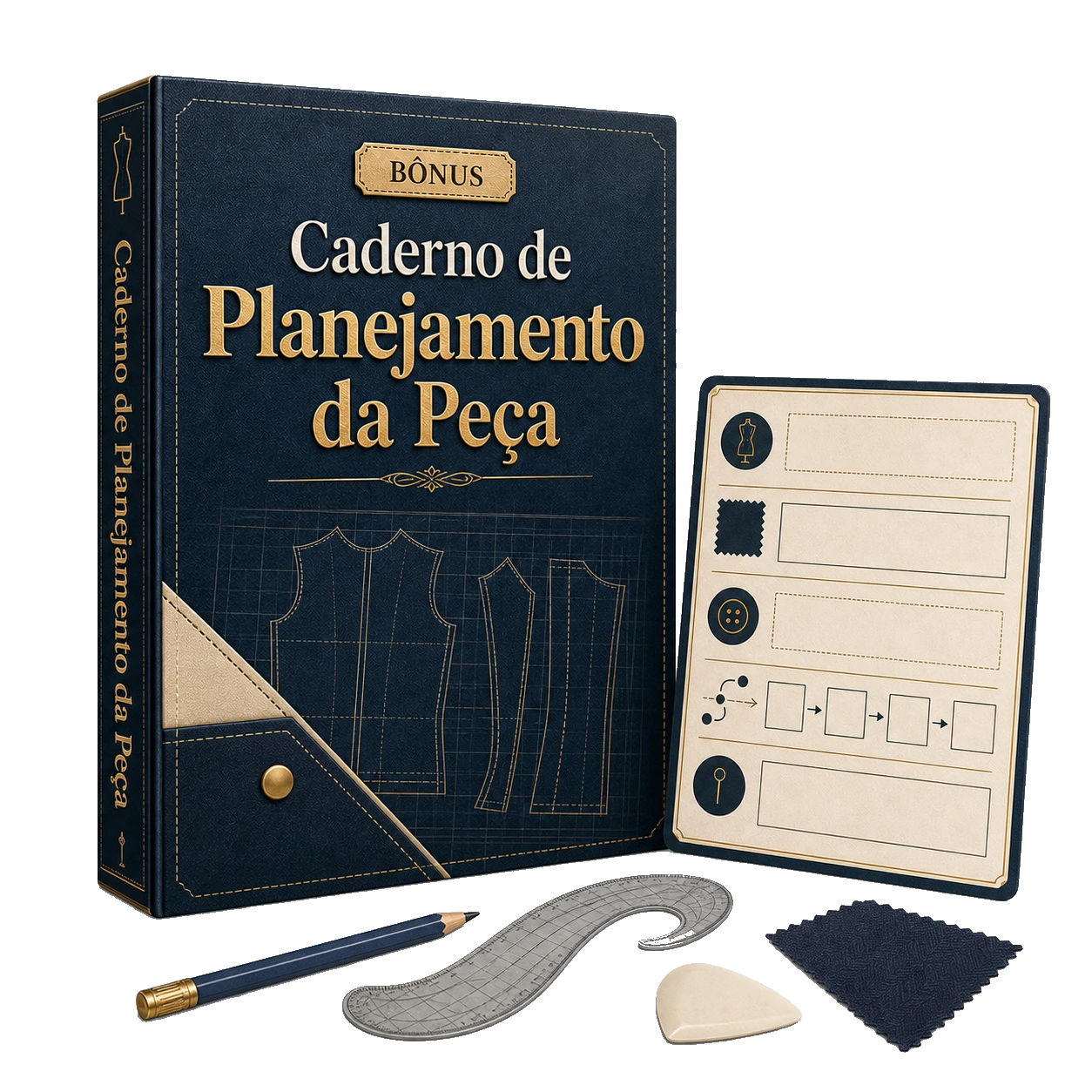 Mockup do bônus Caderno de Planejamento da Peça
