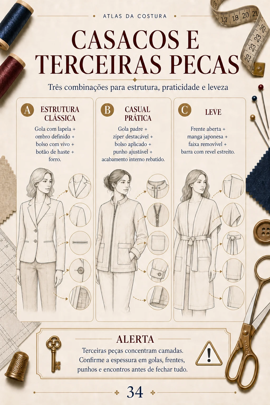 Página visual sobre detalhes de alfaiataria