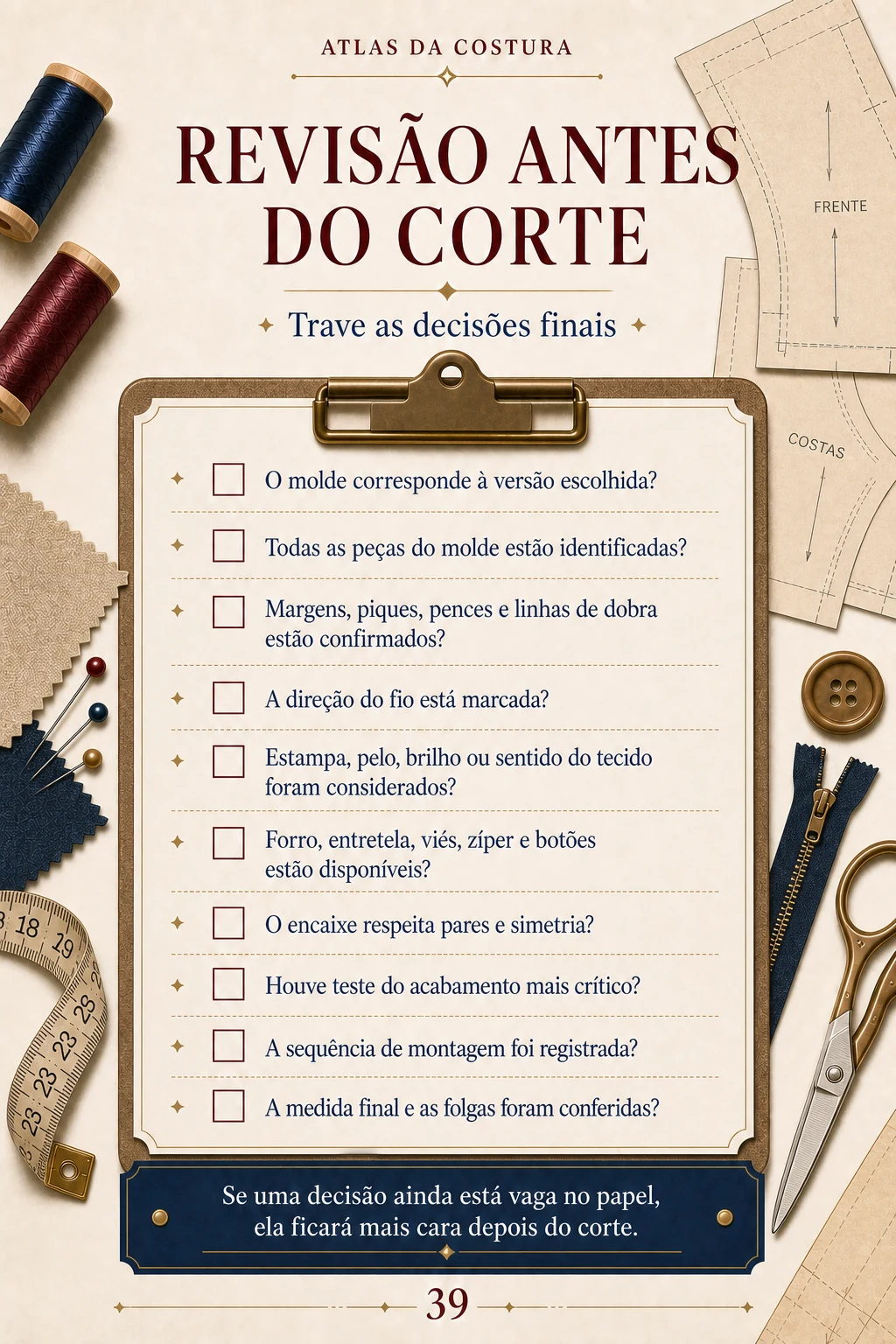 Revisão visual antes do corte